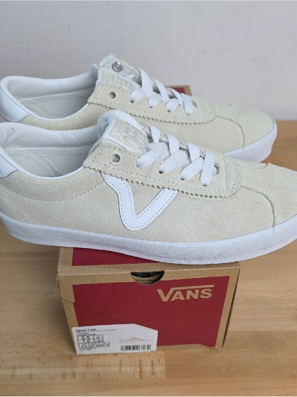 Vans Sport Low Suede Sneakers in Cream and White W7